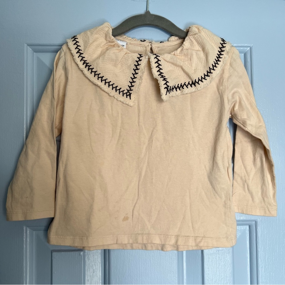 Zara Kids Cream Shirt with Embroidered Collar, 3-4years
